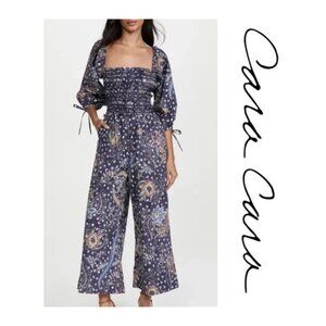 Cara Cara Jazzy Jumpsuit Batik Navy Floral Size XL NWOT